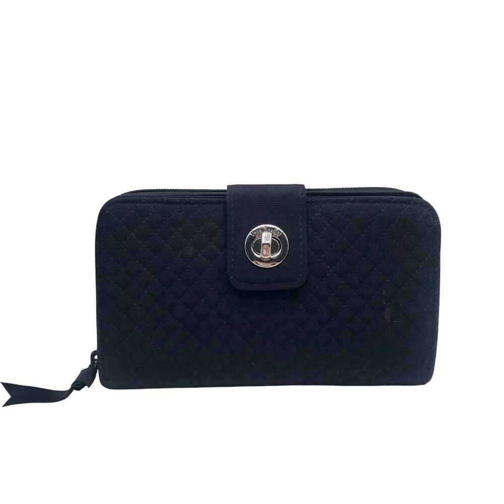 Vera Bradley Classic Navy Microfiber RFID Turnlock Wallet